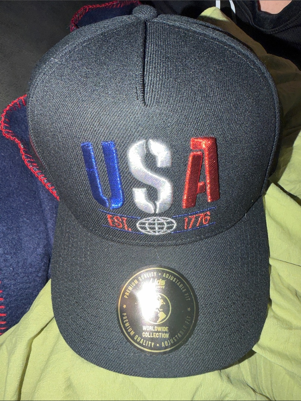 NWT lids exclusive Embroidered USA Trucker Cap with Patriotic Lettering